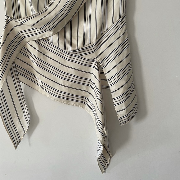 Artelier Nicole Miller Departure Stripe Cap Sleeve Silk Blouse, Sz 4 - Picture 5 of 10